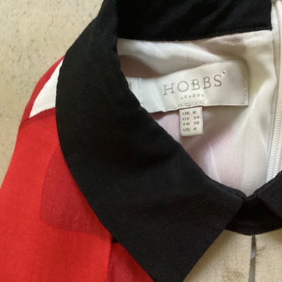 Hobbs London multicolor abstract collar neck sleeveless midi fit and flare dress - Picture 8 of 9